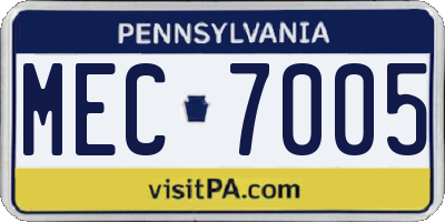 PA license plate MEC7005