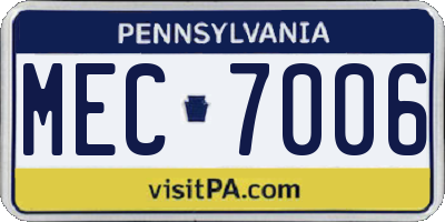 PA license plate MEC7006