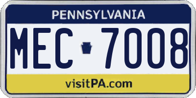PA license plate MEC7008