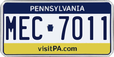 PA license plate MEC7011