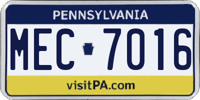 PA license plate MEC7016