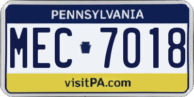 PA license plate MEC7018