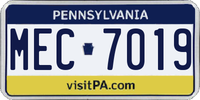 PA license plate MEC7019