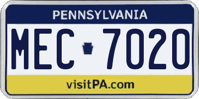 PA license plate MEC7020