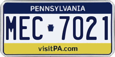 PA license plate MEC7021