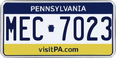 PA license plate MEC7023