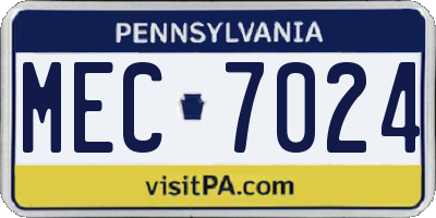 PA license plate MEC7024