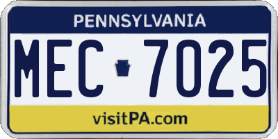 PA license plate MEC7025