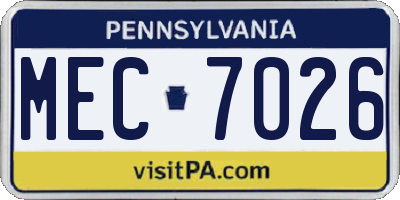 PA license plate MEC7026