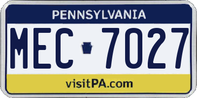 PA license plate MEC7027