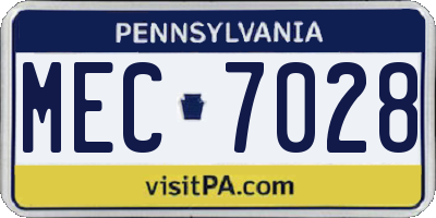 PA license plate MEC7028