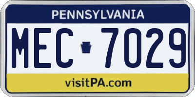 PA license plate MEC7029