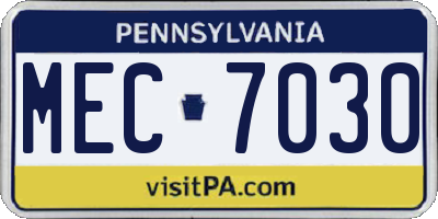 PA license plate MEC7030