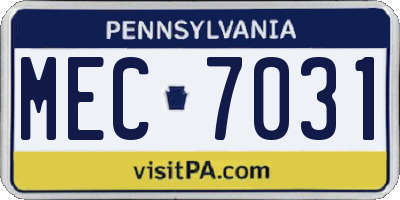 PA license plate MEC7031