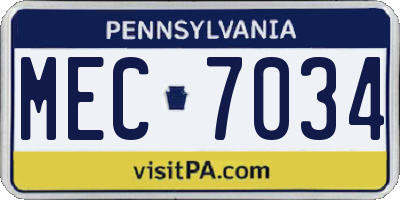 PA license plate MEC7034