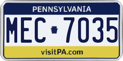PA license plate MEC7035