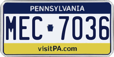 PA license plate MEC7036