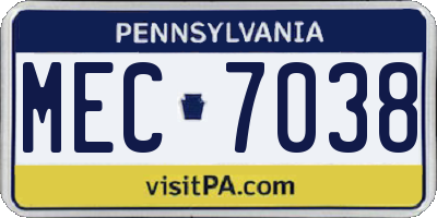 PA license plate MEC7038