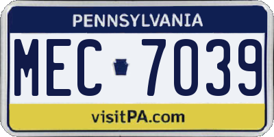 PA license plate MEC7039