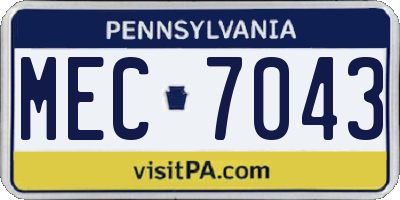 PA license plate MEC7043