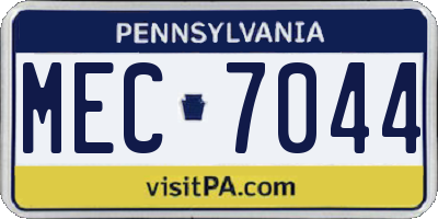 PA license plate MEC7044
