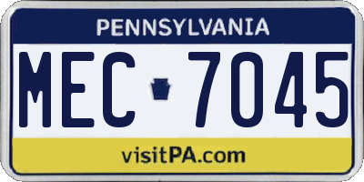 PA license plate MEC7045