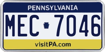 PA license plate MEC7046