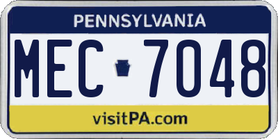 PA license plate MEC7048