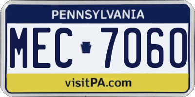 PA license plate MEC7060