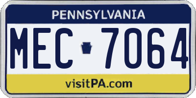 PA license plate MEC7064