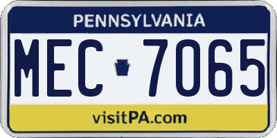 PA license plate MEC7065