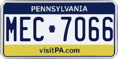PA license plate MEC7066