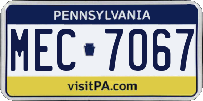 PA license plate MEC7067