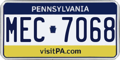 PA license plate MEC7068