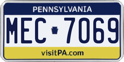 PA license plate MEC7069