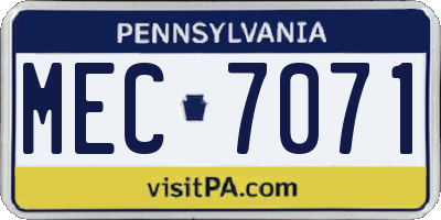 PA license plate MEC7071