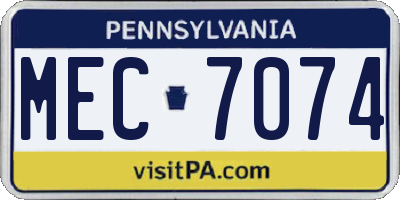 PA license plate MEC7074