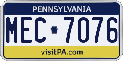 PA license plate MEC7076