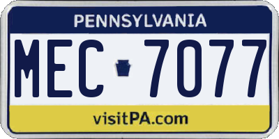 PA license plate MEC7077