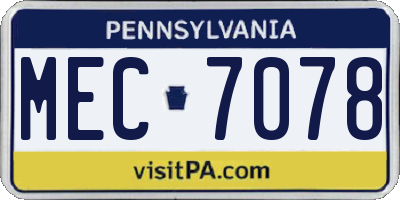PA license plate MEC7078