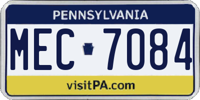 PA license plate MEC7084