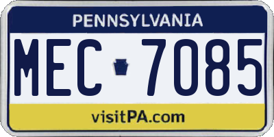 PA license plate MEC7085