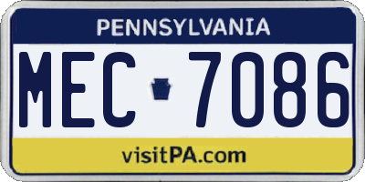 PA license plate MEC7086
