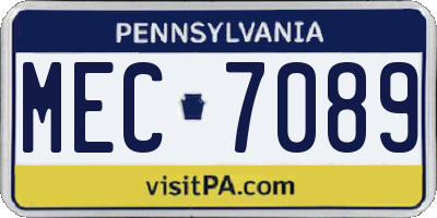 PA license plate MEC7089