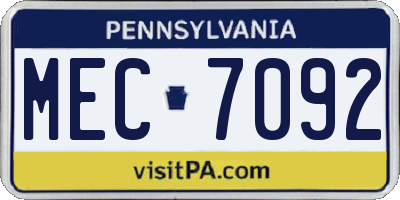 PA license plate MEC7092