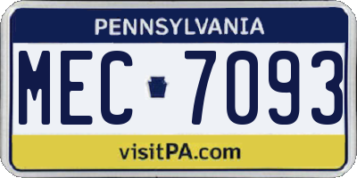 PA license plate MEC7093