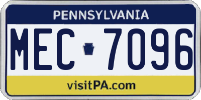 PA license plate MEC7096