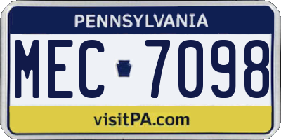 PA license plate MEC7098