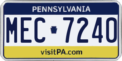 PA license plate MEC7240