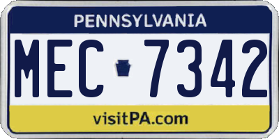 PA license plate MEC7342